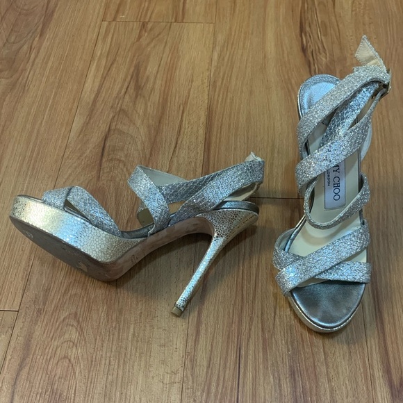 Jimmy Choo Vamp Glitter Crossing-straps Sandals - Picture 5 of 15